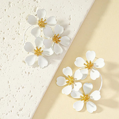 Five-Petal White Daisy Earrings