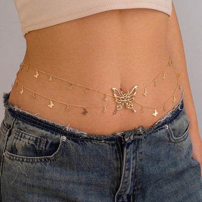 Oshun-Inspired Butterfly Crystal Tassel Belly Chain