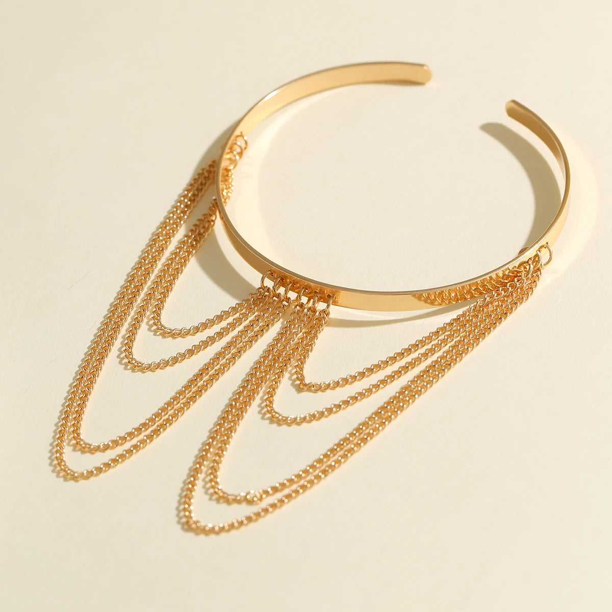 Vintage Gold Open Upper Arm Cuff with Chain