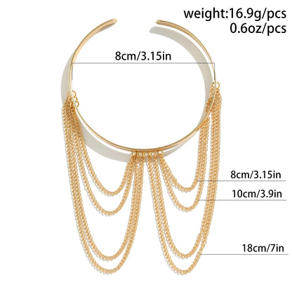 Vintage Gold Open Upper Arm Cuff with Chain
