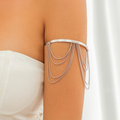 Vintage Gold Open Upper Arm Cuff with Chain
