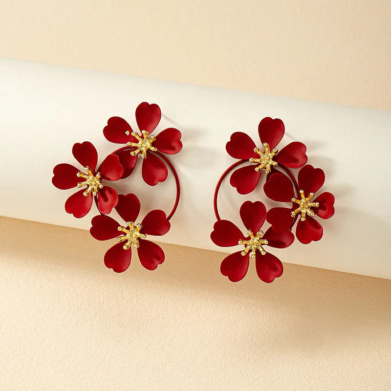 Five-Petal White Daisy Earrings