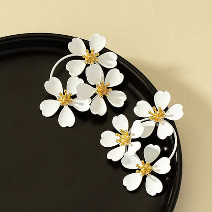 Five-Petal White Daisy Earrings